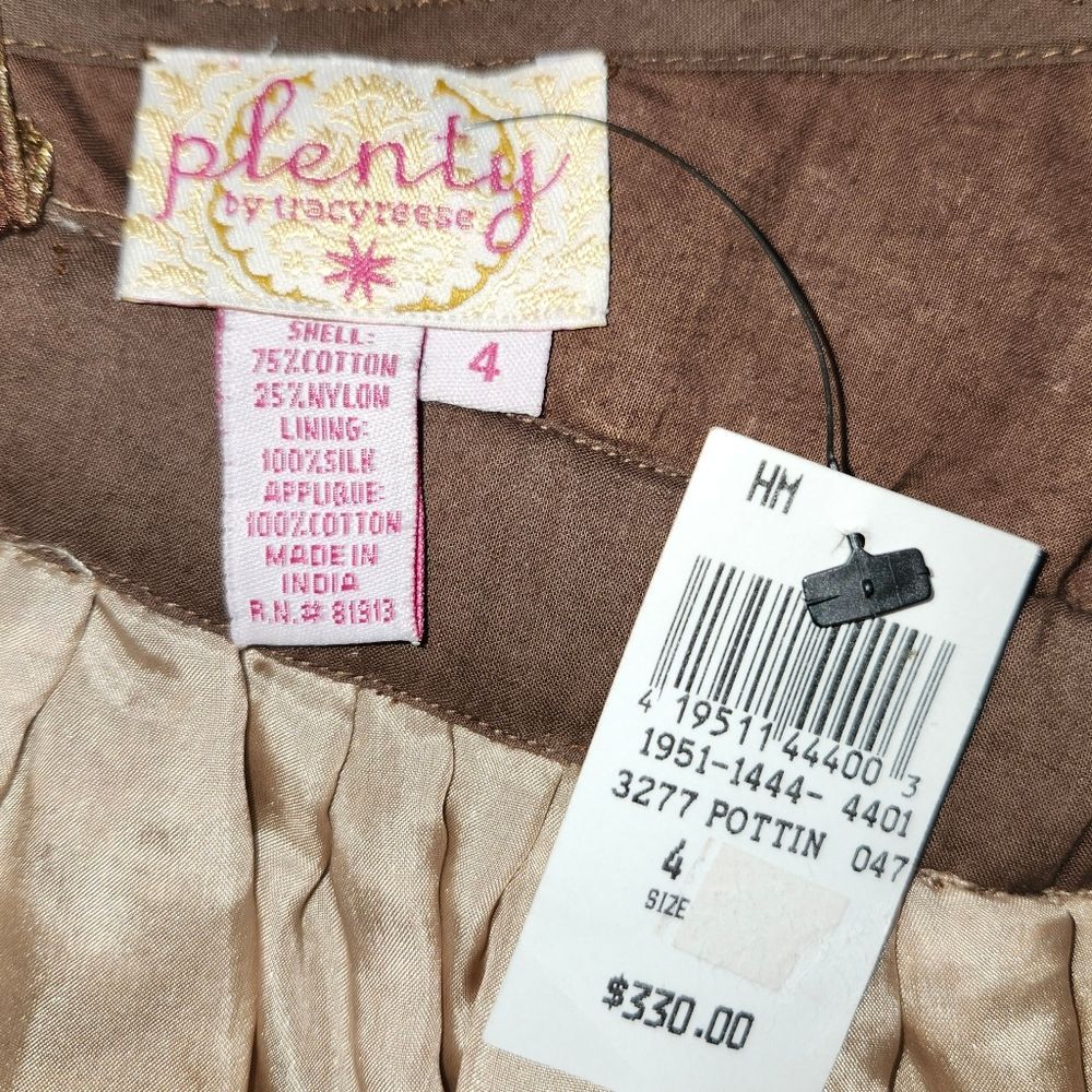 Plenty by Tracy Reese Brown Silk Lined Embroidered Babydoll Mini Dress. Sz. 4 - Picture 3 of 10
